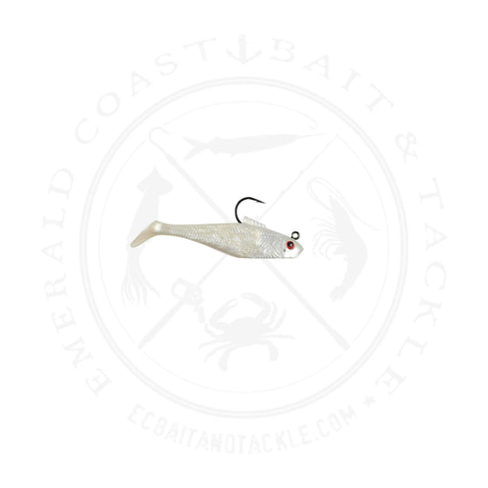 Berkley PowerBait Pre-Rigged Swim Shad 2in/5cm 1/8oz 5ct Pearl Red Eye