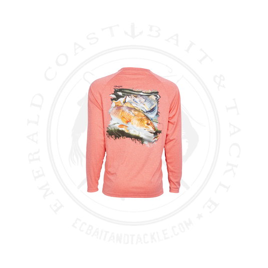 Bimini Bay Hook M' LS Shirt Redfish Trout 2 Cayenne