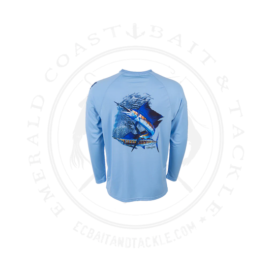 Bimini Bay Men's Hook M Performance  L/S- Placid Blue Sailfish