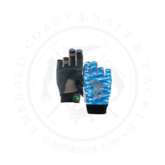 Fish Monkey 1/2 Finger Jigging Glove -FM15- BLUEWATER Camo