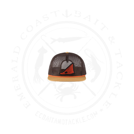 Grundens Tailing Red Mesh Trucker - Dark Brown/Whiskey