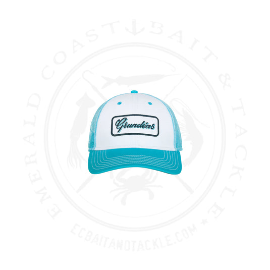 Grundens W's Original Script Trucker Hat White,