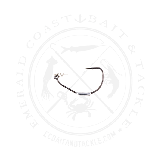 Owner 5130W Weighted Beast Soft Bait Hook with Twistlock Centering-Pin Spring, Needle Point, Forged Shank, Black Chrome