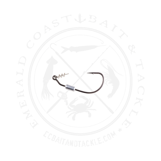 Owner 5132W Twistlock Weighted Bass Hook with Centering-Pin Spring, Needle Point, Black Chrome