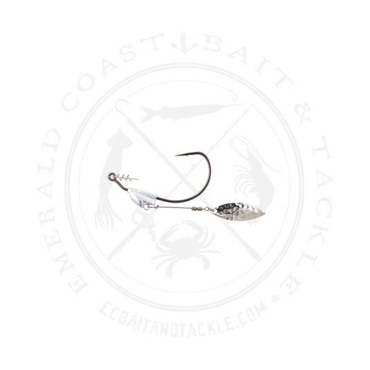 Owner 5164 Flashy Swimmer Bass Hook with Centering-Pin Spring, Needle Point, 2X Strong, Black Chrome