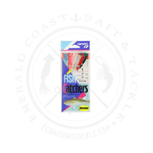 Owner Sabiki Bluerunner 6Hks Gld W/Green-Red-White Glow Squid Skirt