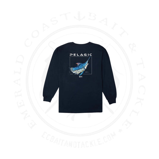 Pelagic Youth LS Tee Goione Marlin Navy