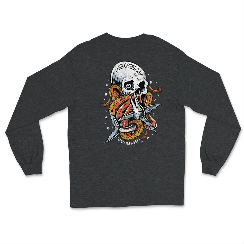 Load image into Gallery viewer, Fathom Retro Skull Long Sleeve Dark Heather
