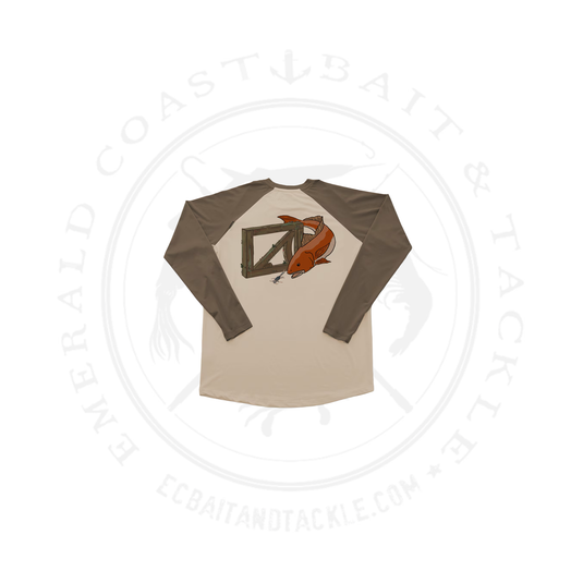 SWC Printed Clear Water Raglan L/S - Redfish trap Brown